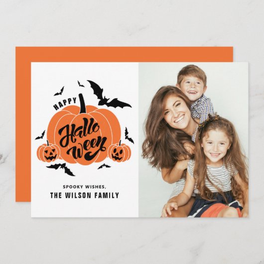 フェスティバル不気味カボチャハッピーハローウィン写真 シーズンカード (正面/裏面)