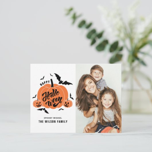 フェスティバル不気味カボチャハッピーハローウィン写真 シーズンポストカード (スタンド正面)
