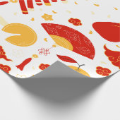 フェスティバル中国のの新年のパターン ラッピングペーパー (角)