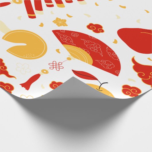 フェスティバル中国のの新年のパターン ラッピングペーパー (角)