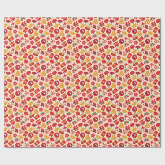 フェスティバル中国の年末年始のラッキー記号 ラッピングペーパー (フラット)