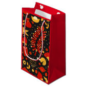 フェスティバル中国の新年お祝いレッド&ブラック スモールペーパーバッグ (正面アングル)