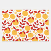 フェスティバル中国の金ゴールド新年の花と果実 ラッピングペーパーシート (正面)