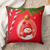 フェスティバル付きクリスマスオーナメント雪だるま クッション (ブランケット)