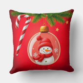 フェスティバル付きクリスマスオーナメント雪だるま クッション (裏面)