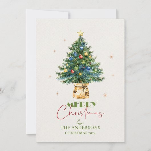 フェスティバル付きクリスマスツリーかわいらしオーナメント シーズンカード (正面)