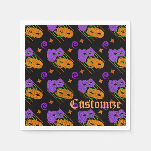 フェスティバル仮装マスクナプキン スタンダードカクテルナプキン (正面)