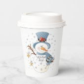 フェスティバル任意の目的ウィンター雪だるま紙プレート 紙コップ (正面)