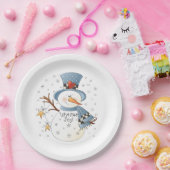 フェスティバル任意の目的ウィンター雪だるま ペーパープレート (パーティー)