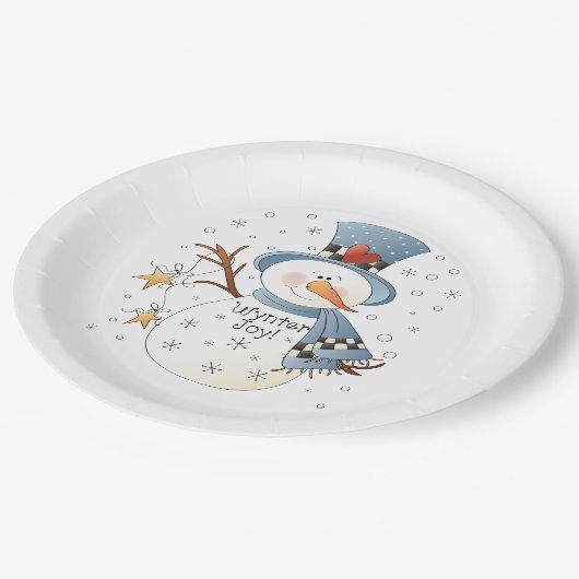 フェスティバル任意の目的ウィンター雪だるま ペーパープレート (アングル)