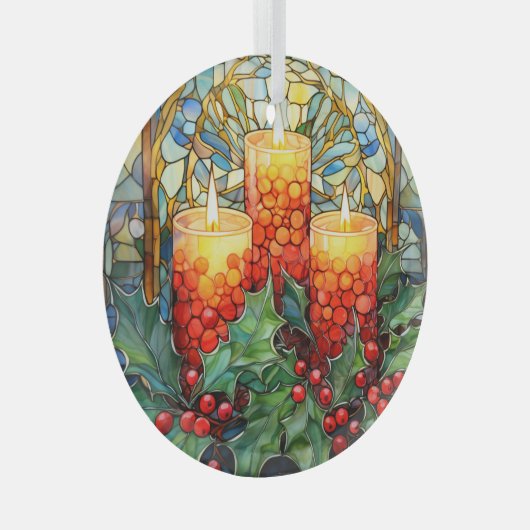 フェスティバル休日のキャンドル ガラスオーナメント (正面右)