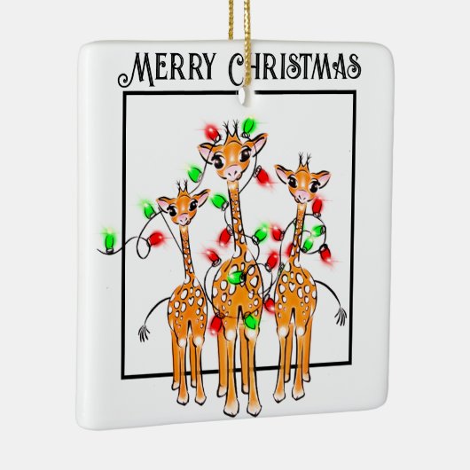 フェスティバル休日のキリン赤い緑の光 セラミックオーナメント (右)