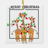 フェスティバル休日のキリン赤い緑の光 セラミックオーナメント (正面)