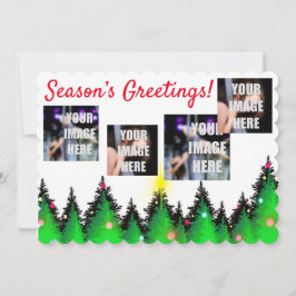 フェスティバル休日のクリスマスツリーとライト 案内状