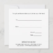 フェスティバル休日の署名スクリプトギフト証明書 (裏面)