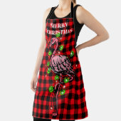 フェスティバル休日ピンクのフラミンゴ、赤い緑のキラキラ エプロン (インサイチュ)