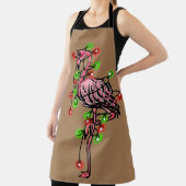 フェスティバル休日ピンクのフラミンゴ、赤い緑のキラキラ エプロン (インサイチュ)