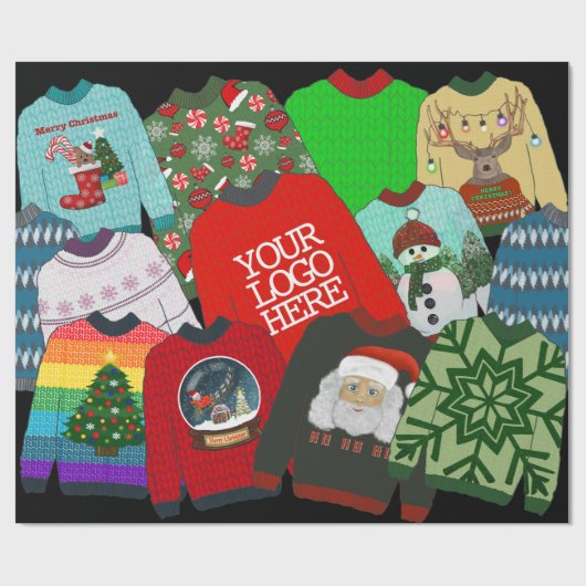 フェスティバル会社のロゴを追加の醜いクリスマスセーター ラッピングペーパー (フラット)