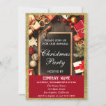 フェスティバル会社クリスマスパーティーレッド&金ゴールドグリッター 招待状<br><div class="desc">フェスティバルの年次の休日の会社クリスマスのパーティの招待状と輝く金ゴールドのグリッターと赤い贈り縁ど物に、素朴な茶色の木の上に黒いチョークボードを囲む弓と輝く輝くきらめき。パーティー詳細は書白色で背景が明るい。これは完璧な休日/クリスマス/冬の招待！</div>