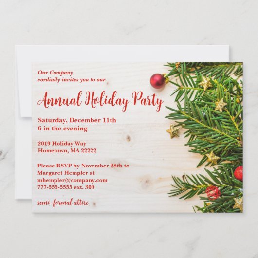フェスティバル会社ホリデーパーティー 招待状 (正面)