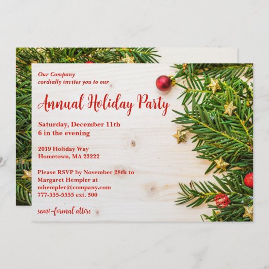 フェスティバル会社ホリデーパーティー 招待状 (正面/裏面)