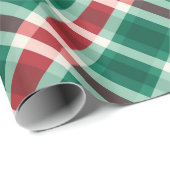 フェスティバル伝統的レッドとグリーンの格子窓 ラッピングペーパー (ロールコーナー)