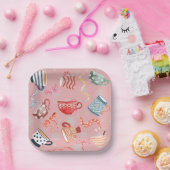 フェスティバル伝統的模様デザインピンクレッド ペーパープレート (パーティー)