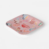 フェスティバル伝統的模様デザインピンクレッド ペーパープレート (傾斜あり)