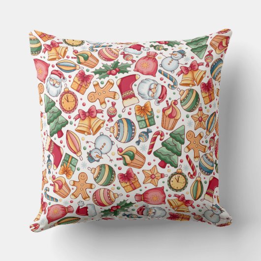 フェスティバル伝統的水彩模様クリスマスサンタ クッション (裏面)