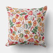 フェスティバル伝統的水彩模様クリスマスサンタ クッション (正面)