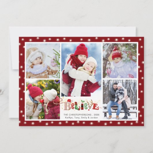 フェスティバル信じクリスマス精神5フォトコラージュ シーズンカード (正面)
