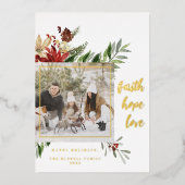 フェスティバル信仰ホープ愛2 – 写真クリスマス 箔シーズンカード (正面)