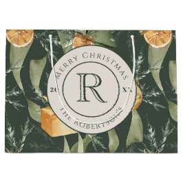 フェスティバル冬のエレガンス：水の色モノグラムの ラージペーパーバッグ