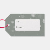 フェスティバル冬のチャーム：シックな水の色モノグラムの ギフトタグ (裏面横)