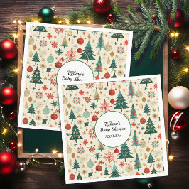 フェスティバル冬のパターン赤ちゃんシャワー スタンダードカクテルナプキン