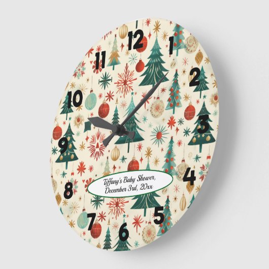 フェスティバル冬のパターン赤ちゃんシャワー ラージ壁時計 (傾斜)