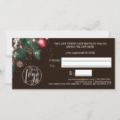 フェスティバル冬のリースロゴギフト証明書ブラウン (裏面)