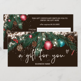 フェスティバル冬のリースロゴギフト証明書ブラウン
