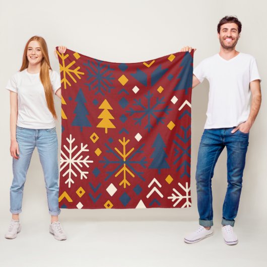 フェスティバル冬の森はっきりした北欧パターン フリースブランケット (インサイチュ)