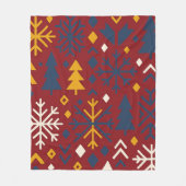 フェスティバル冬の森はっきりした北欧パターン フリースブランケット (正面)