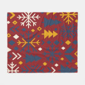 フェスティバル冬の森はっきりした北欧パターン フリースブランケット (正面(横))