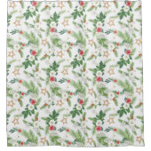 フェスティバル冬の植物学オールオーバープリント シャワーカーテン (正面)