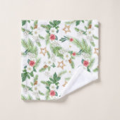 フェスティバル冬の植物学オールオーバープリント バスタオルセット (ウォッシュタオル)