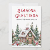 フェスティバル冬の水の色のビジネスクリスマス シーズンカード (正面)