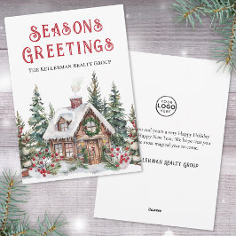 フェスティバル冬の水の色のビジネスクリスマス シーズンカード