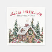 フェスティバル冬の水の色クリスマス スタンダードカクテルナプキン (正面)