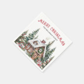 フェスティバル冬の水の色クリスマス スタンダードカクテルナプキン (角)