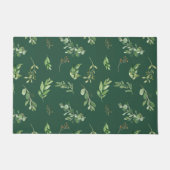 フェスティバル冬の緑の植物緑の葉 ドアマット (正面)