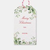 フェスティバル冬の緑の水の色の葉の休日 ギフトタグ (正面)