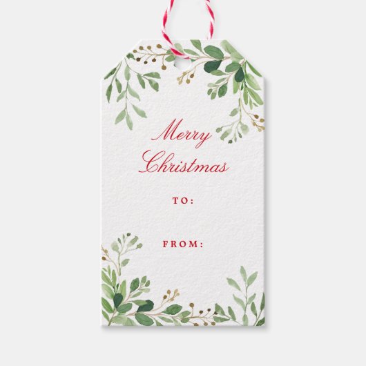 フェスティバル冬の緑の水の色の葉の休日 ギフトタグ (正面)